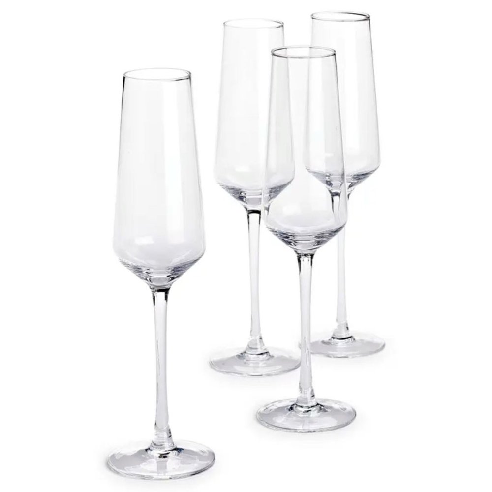 NIB Nordstrom Set of 4 Clear Elegant Champagne Flutes